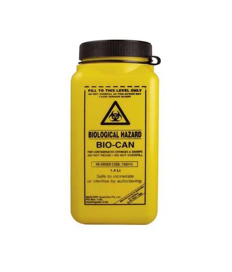 4L Sharps Container Yellow with Screw Lid
