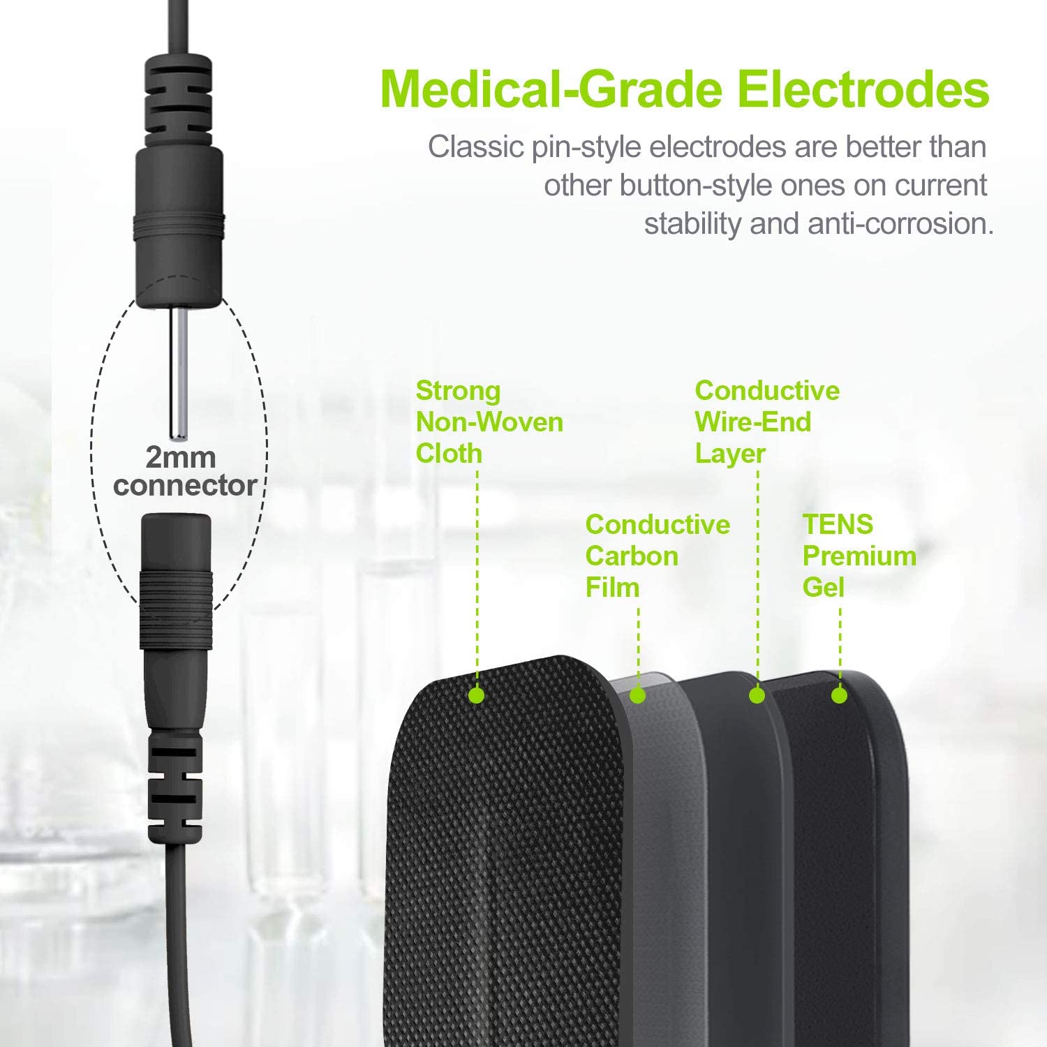 TENS Electrode Pads, Square, 50x50mm, Black